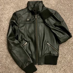 Leather bomber jacket